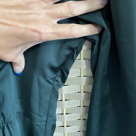 J Crew Satin Crepe Button Front Blouse Size 2 Green Peplum Long Sleeve Lined NEW - Picture 6 of 11